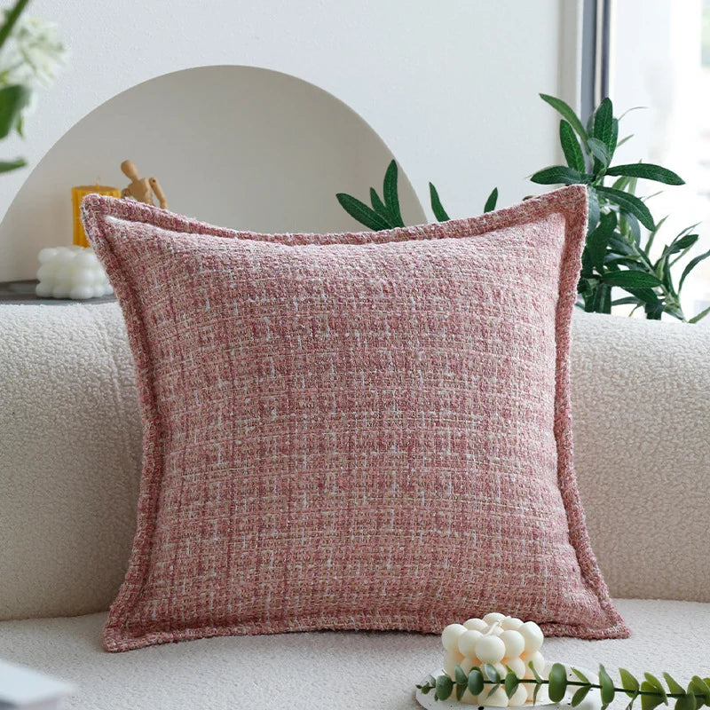 Square Cushion Cover 18x18in Bouclé Piped Edge Machine Washable