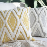 Square Cushion Cover Chenille Diamond Tufted Cotton Blend