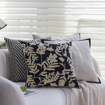 Square Cushion Cover Cotton-Linen Herringbone Hidden Zipper
