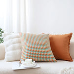 Square Cushion Cover Cotton-Linen Houndstooth 18 x 18 In