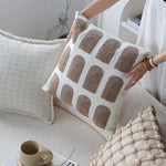 Square Cushion Cover Cotton-Linen Raised Knot Grid 18x18in