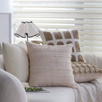 Square Cushion Cover Cotton-Linen Raised Knot Grid 18x18in