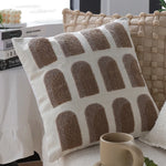 Square Cushion Cover Cotton-Linen Raised Knot Grid 18x18in