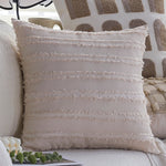 Square Cushion Cover Cotton-Linen Raised Knot Grid 18x18in