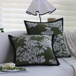 Square Cushion Cover Embroidered Jacquard Concealed Zipper & Velvet Back