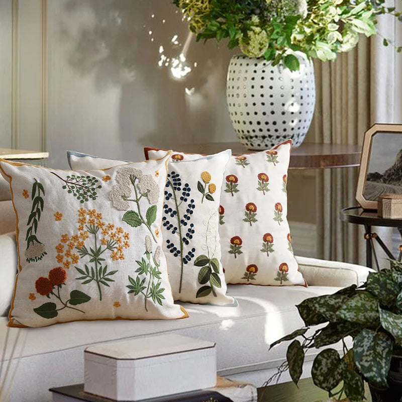 Square Cushion Cover Hand-Tufted 3D Chenille Hidden Zipper