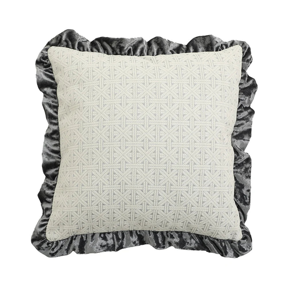Square Cushion Cover Hand-Tufted 3D Chenille Hidden Zipper