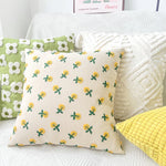 Square Cushion Cover Hand-Tufted Floral Cotton-Linen & Concealed Zipper