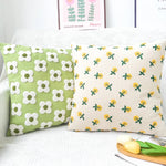 Square Cushion Cover Hand-Tufted Floral Cotton-Linen & Concealed Zipper