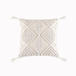 Square Cushion Cover Hand-Tufted Floral Cotton-Linen & Concealed Zipper