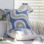 Square Cushion Cover Hand-Tufted Wave Cotton-Linen