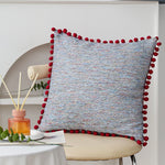 Square Cushion Cover Herringbone Cotton Blend Piped Edge