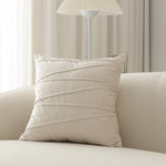 Square Cushion Cover Herringbone Cotton Blend Piped Edge