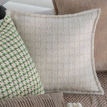 Square Cushion Cover Houndstooth Jacquard Cotton-Linen Concealed Zipper