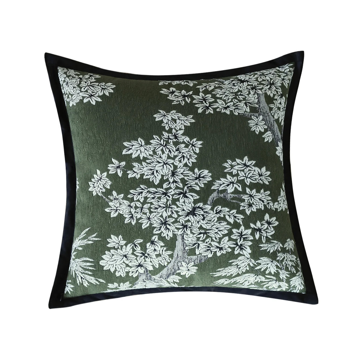 Square Cushion Cover Jacquard Floral Concealed Zipper 18x18