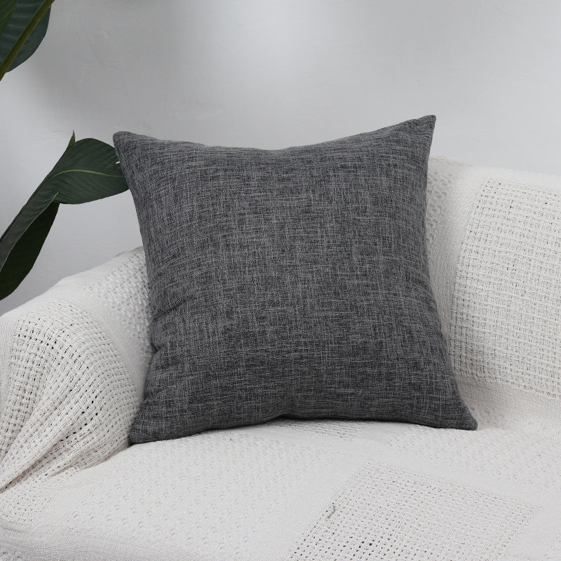 Square Cushion Cover Linen-Blend Removable Sleeve