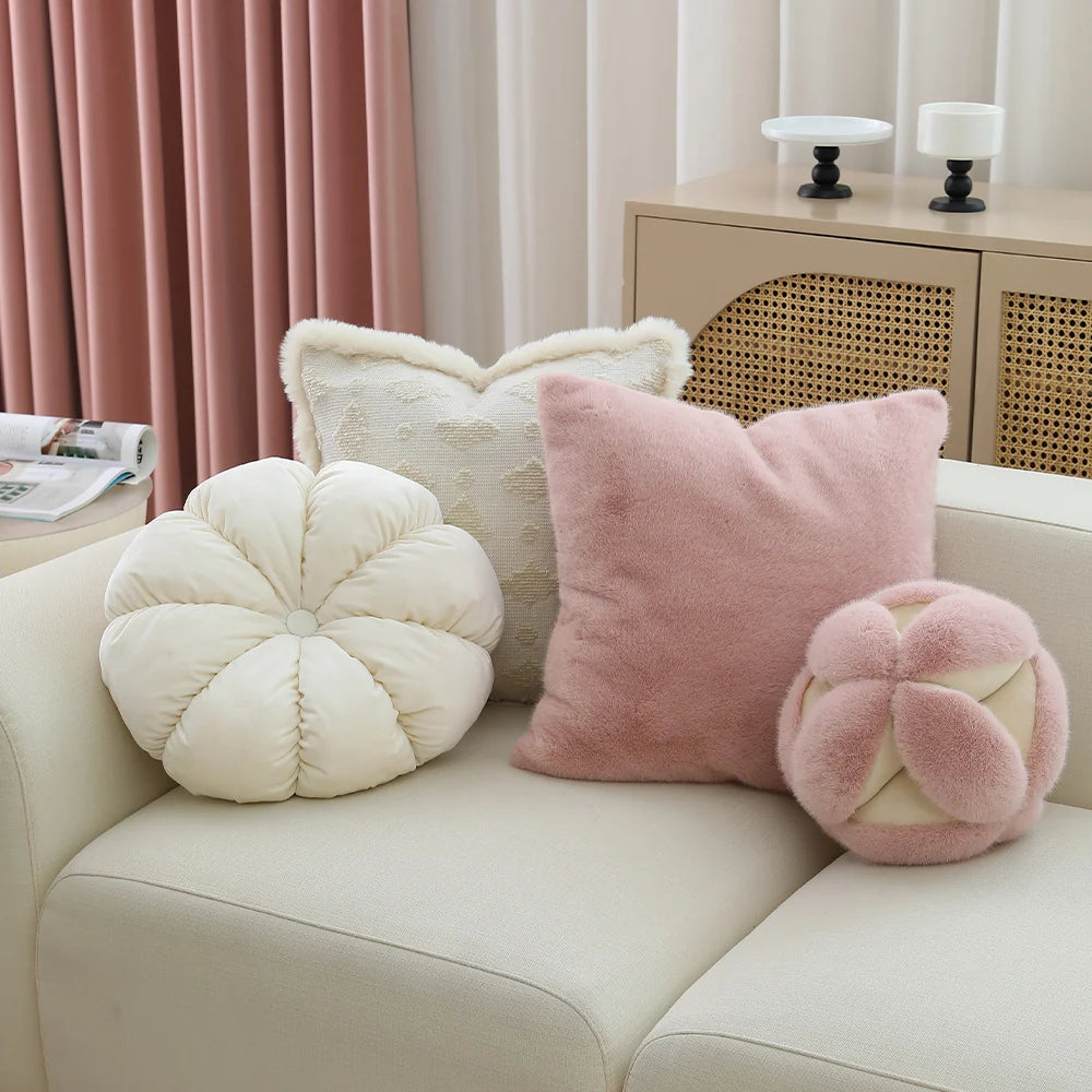 Square Cushion Cover Microfiber Faux Fur Machine Washable