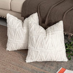 Square Cushion Cover Raised Chenille Cotton Blend Invisible Zipper
