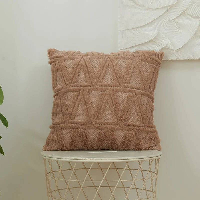 Square Cushion Cover Raised Chenille Cotton Blend Invisible Zipper