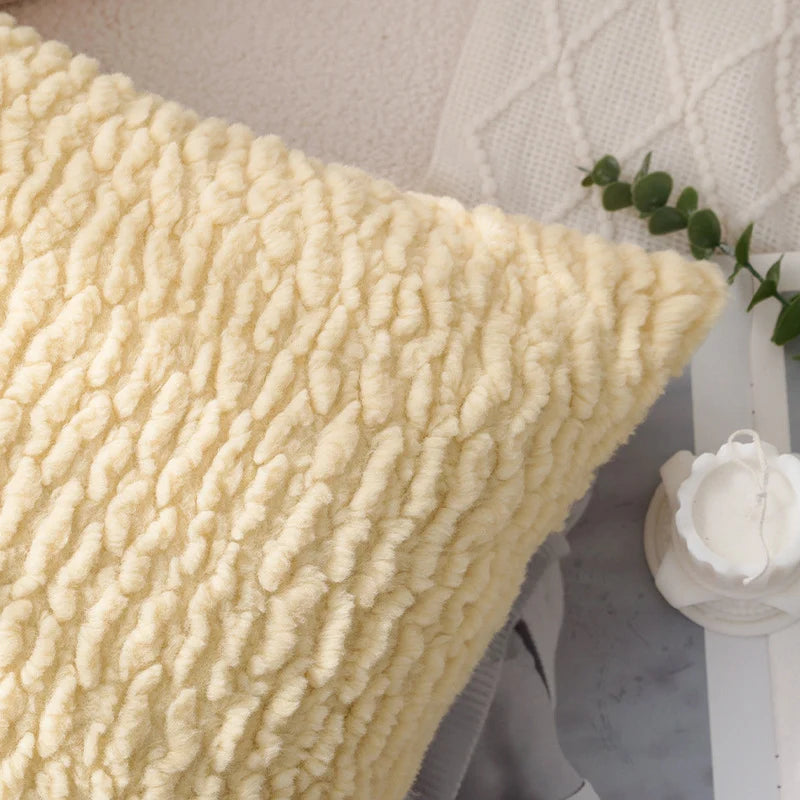 Square Cushion Cover Teddy Boucle Micro Plush 18x18in