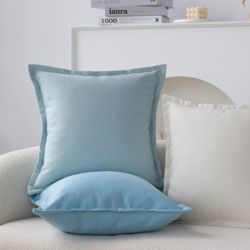 Square Cushion Cover Textured Cotton Blend Concealed Zipper