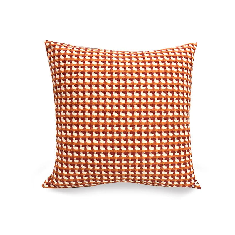 Square Cushion Cover Textured Mini Houndstooth Jacquard Concealed Zipper