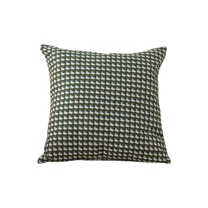 Square Cushion Cover Textured Mini Houndstooth Jacquard Concealed Zipper