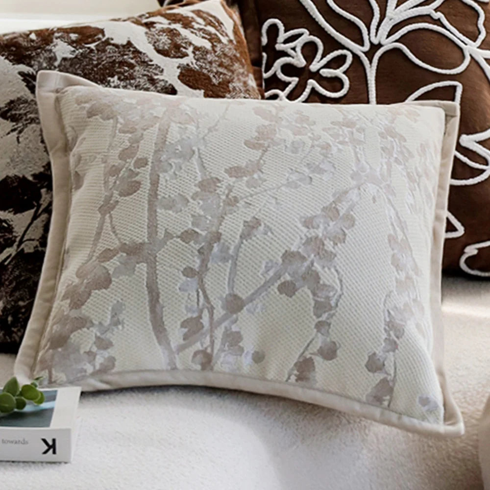 Square Cushion Cover Velvet-Like Raised Chenille Concealed Zipper