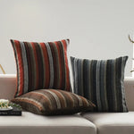 Square Cushion Cover Woven Stripe Chenille Concealed Zipper