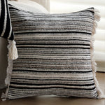 Square Cushion Cover Woven Stripe Cotton Blend