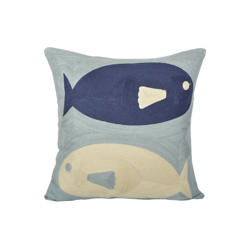 Square Cushion Jacquard Starfish Motif Removable Insert