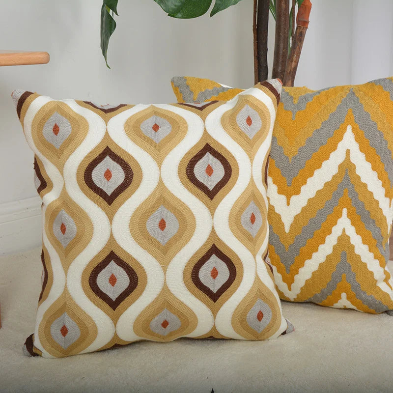 Square Cushion Jacquard Starfish Motif Removable Insert