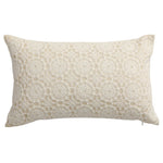 Square Decorative Cushion Linen Base & Crochet Overlay Removable Cover