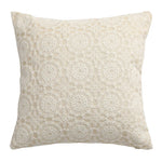 Square Decorative Cushion Linen Base & Crochet Overlay Removable Cover