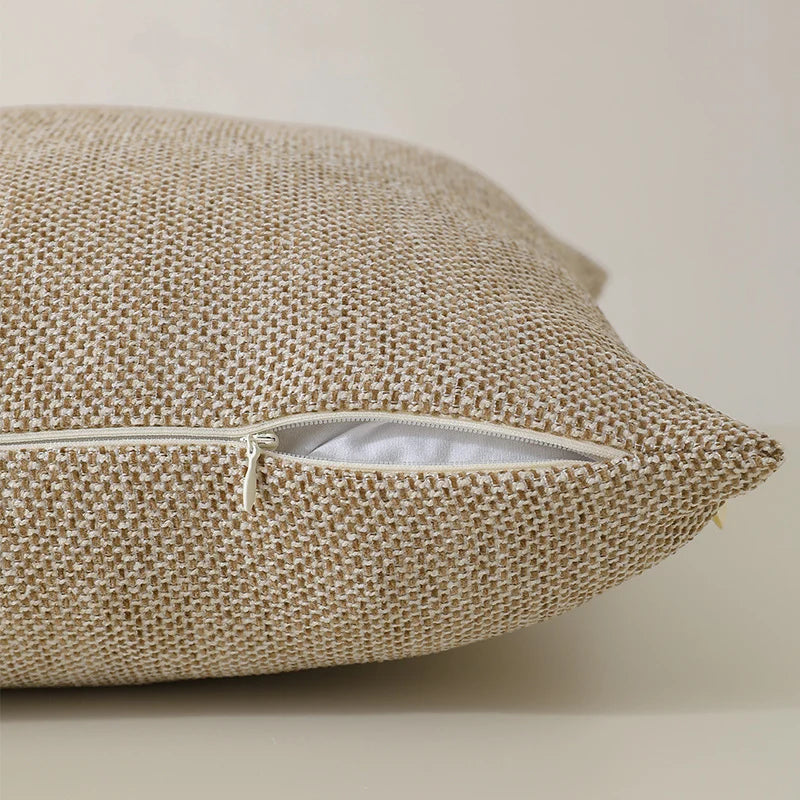 Square Decorative Cushion Textured Bouclé Removable Cover Polyester Filling