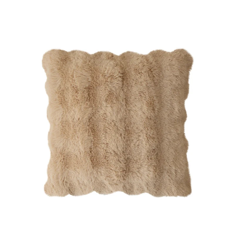 Square Decorative Pillow Plush Faux Fur Concealed Zipper