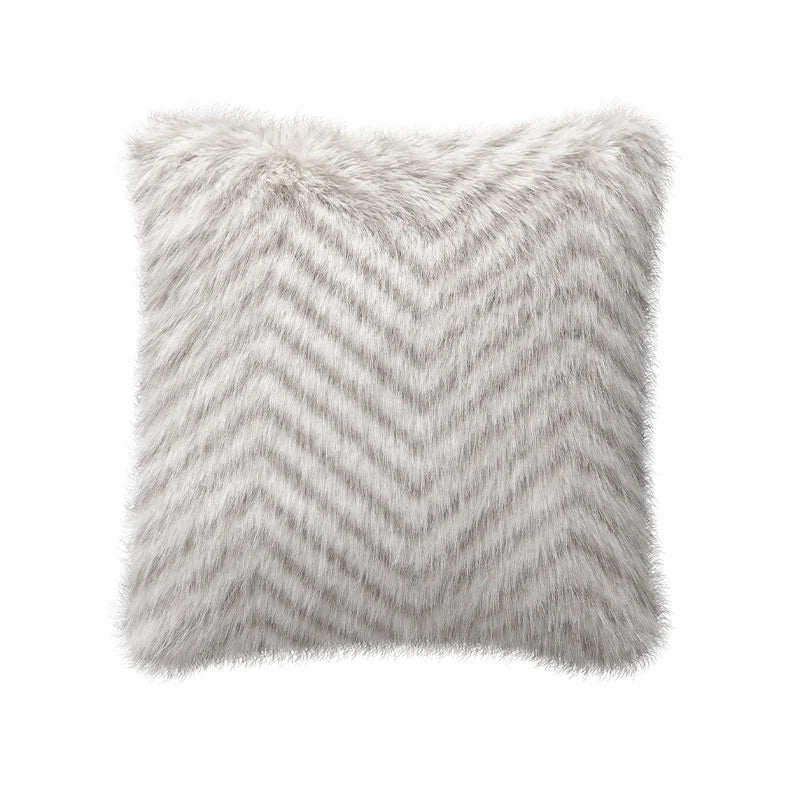 Square Decorative Pillow Plush Faux Fur Concealed Zipper