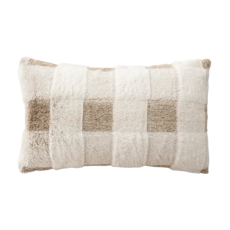 Square Decorative Pillow Plush Faux Fur Concealed Zipper