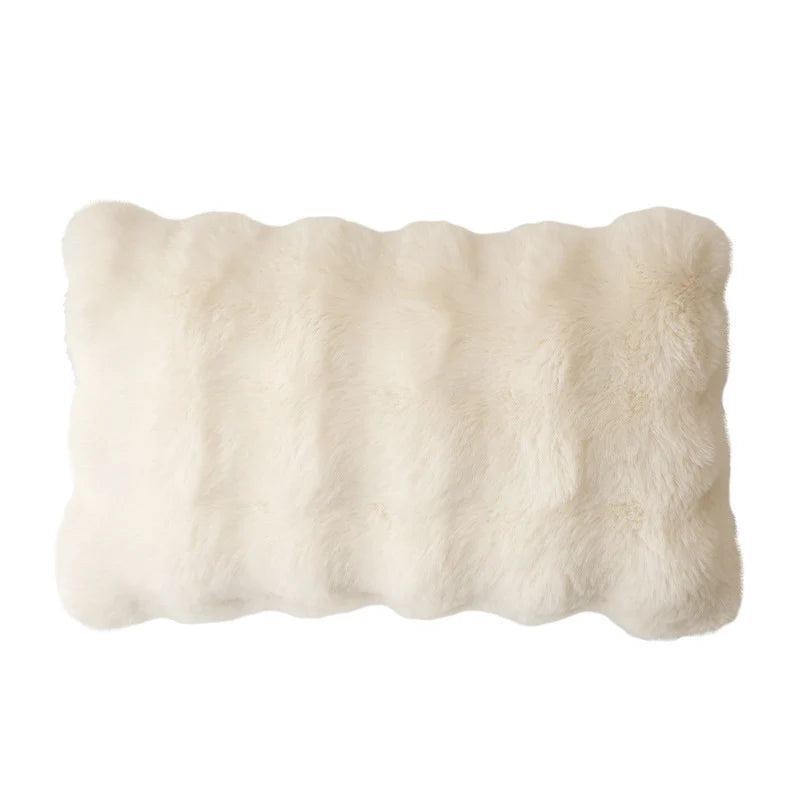 Square Decorative Pillow Plush Faux Fur Concealed Zipper