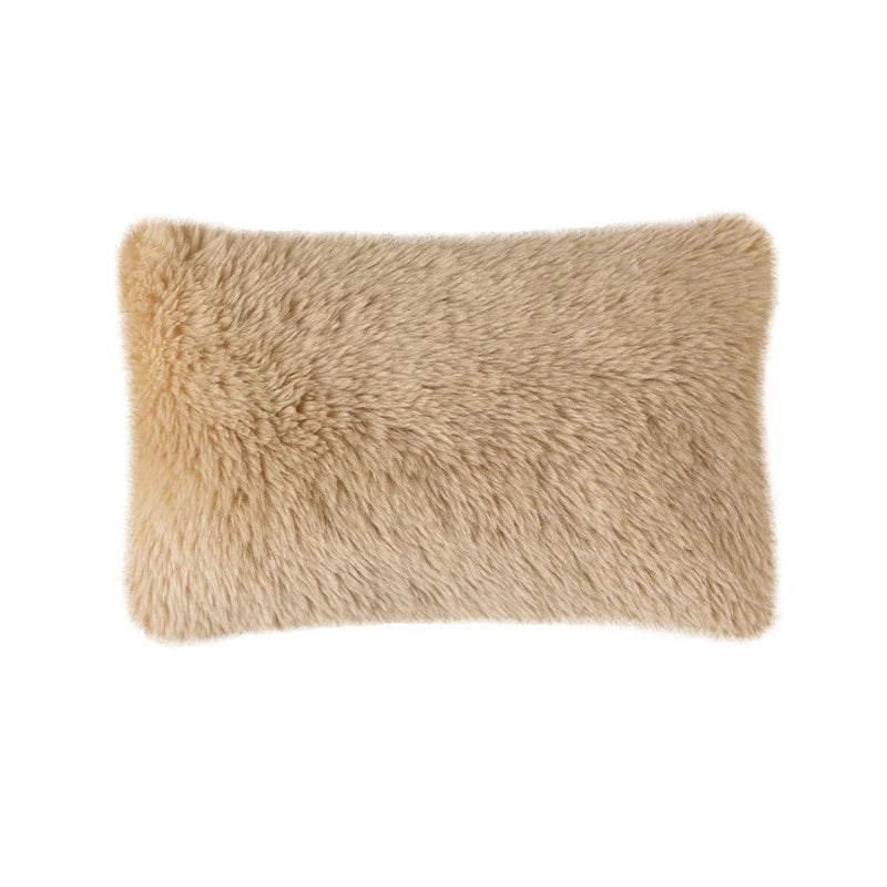 Square Decorative Pillow Plush Faux Fur Concealed Zipper