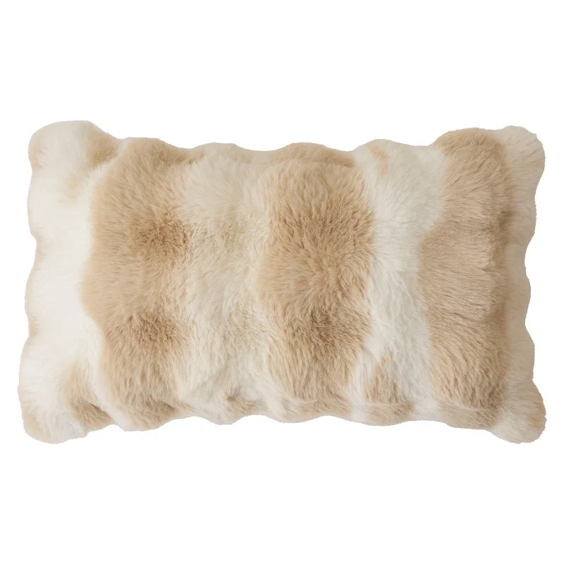 Square Decorative Pillow Plush Faux Fur Concealed Zipper