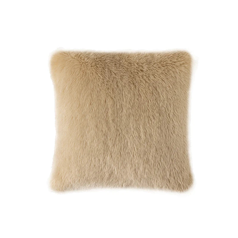 Square Decorative Pillow Plush Faux Fur Concealed Zipper