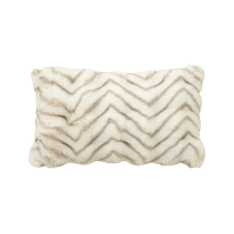 Square Decorative Pillow Plush Faux Fur Concealed Zipper