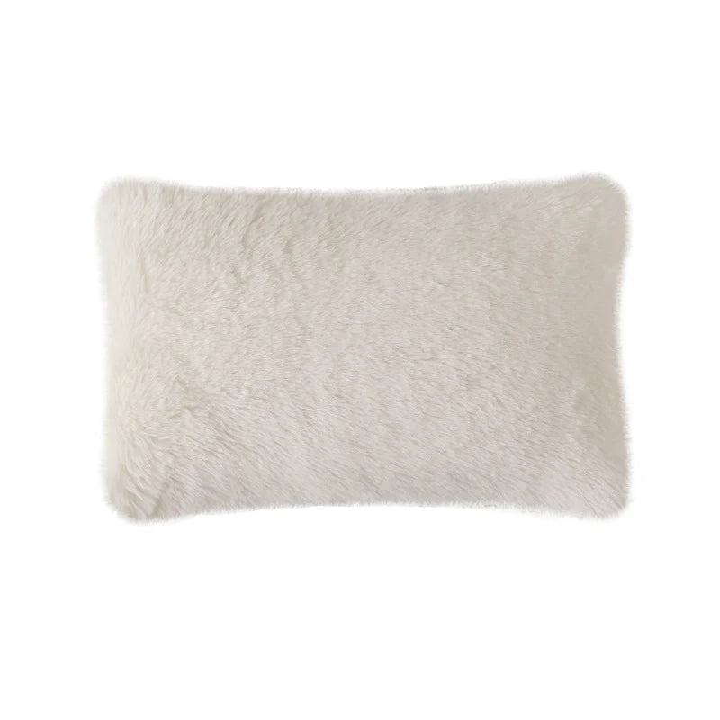 Square Decorative Pillow Plush Faux Fur Concealed Zipper