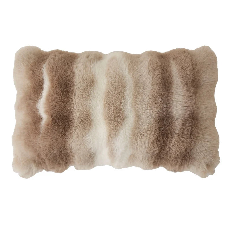 Square Decorative Pillow Plush Faux Fur Concealed Zipper