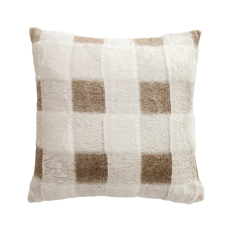 Square Decorative Pillow Plush Faux Fur Concealed Zipper