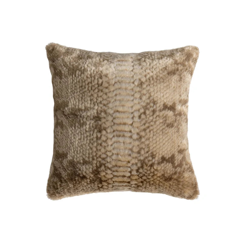 Square Decorative Pillow Plush Faux Fur Concealed Zipper