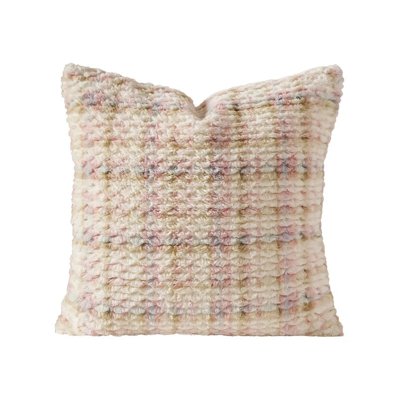 Square Decorative Pillow Plush Faux Fur Concealed Zipper