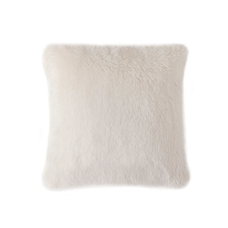 Square Decorative Pillow Plush Faux Fur Concealed Zipper