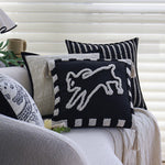 Square Pillow Cover 18x18in Cotton-Linen Geometric Relief